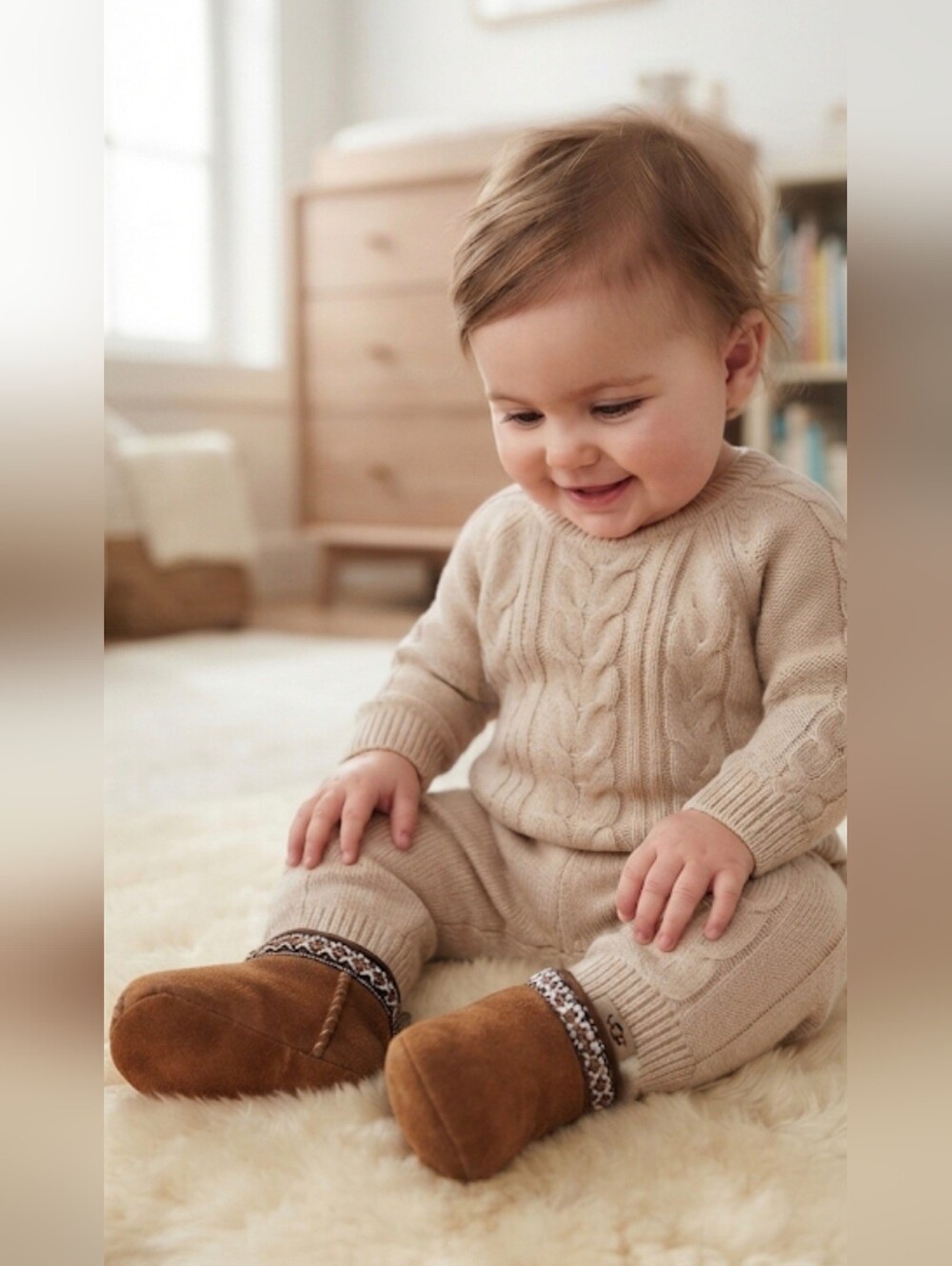 Genuine UGG Australia Baby Crib Boots - Brown Suede Size 0/1